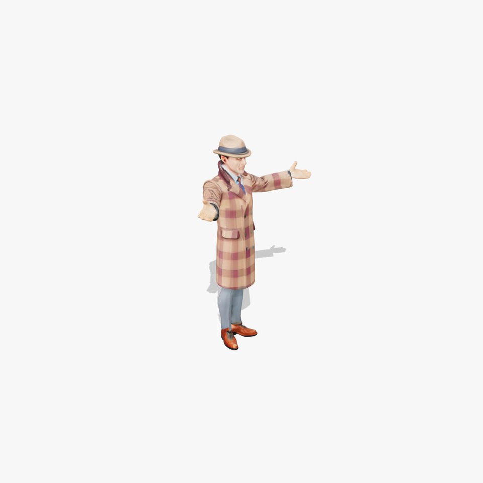 Detective Classic Attire D Character Model in TPose